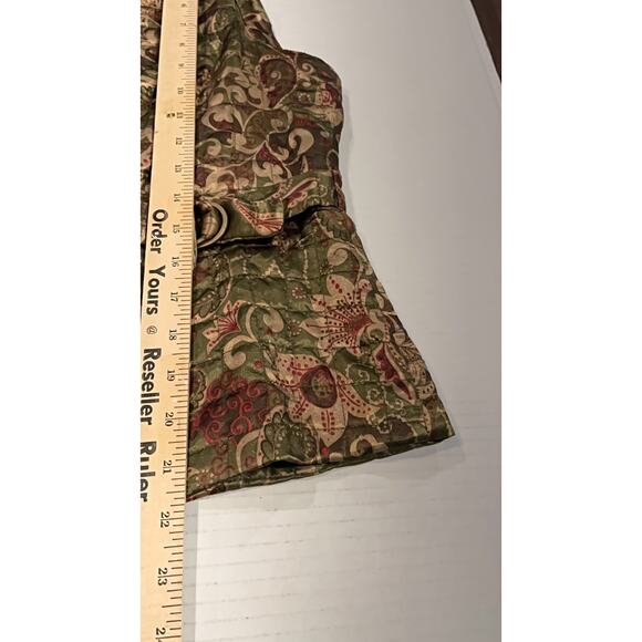 Vintage Petite Sophisticate Vest Large green paisley adjustable waist zip up - Picture 9 of 16